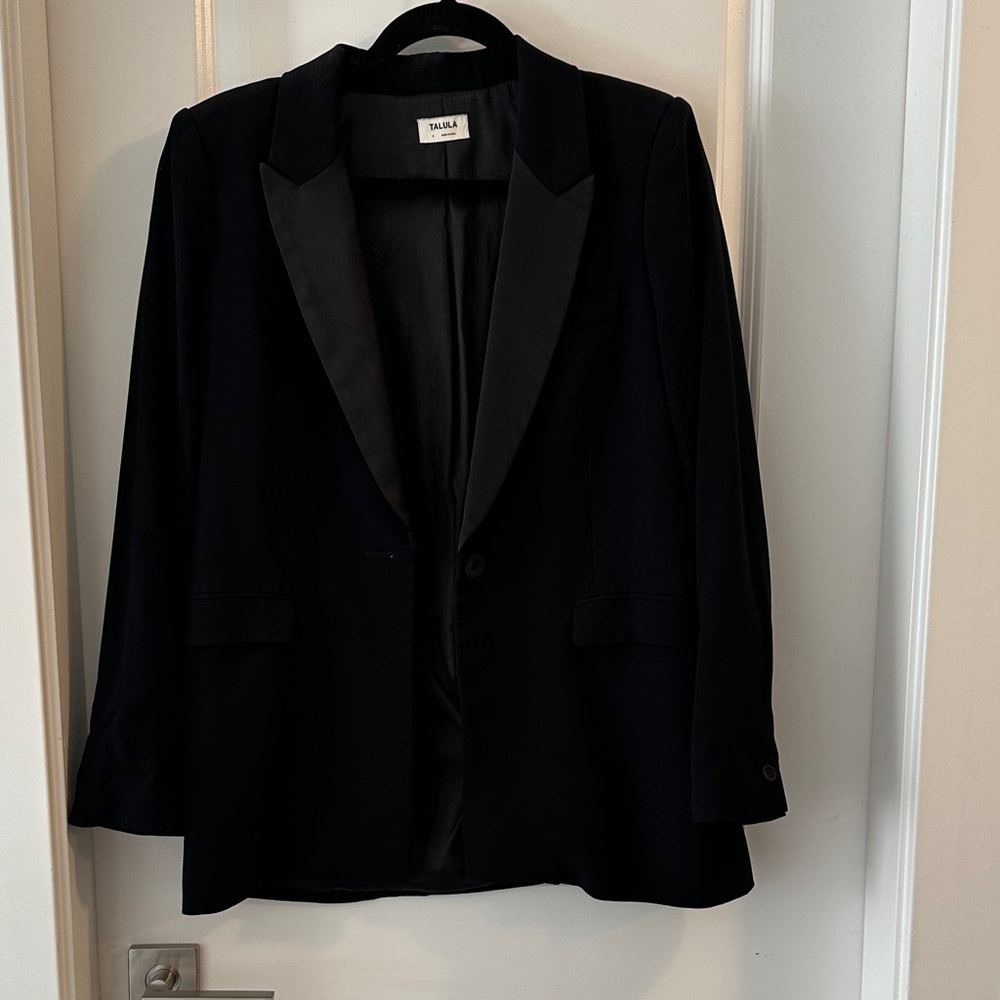 Talula Black Tuxedo Blazer with Satin Details
